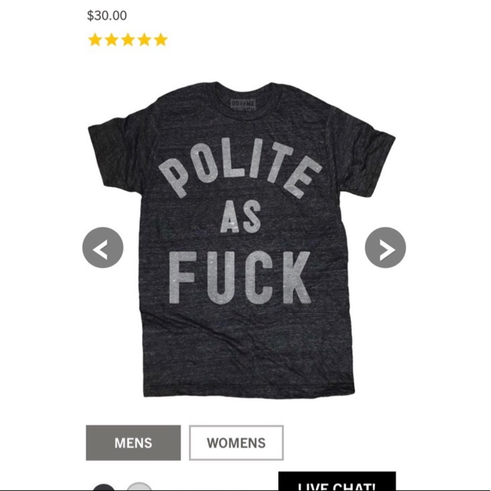 Polite as f, charcoal tee, size mens m, kcco